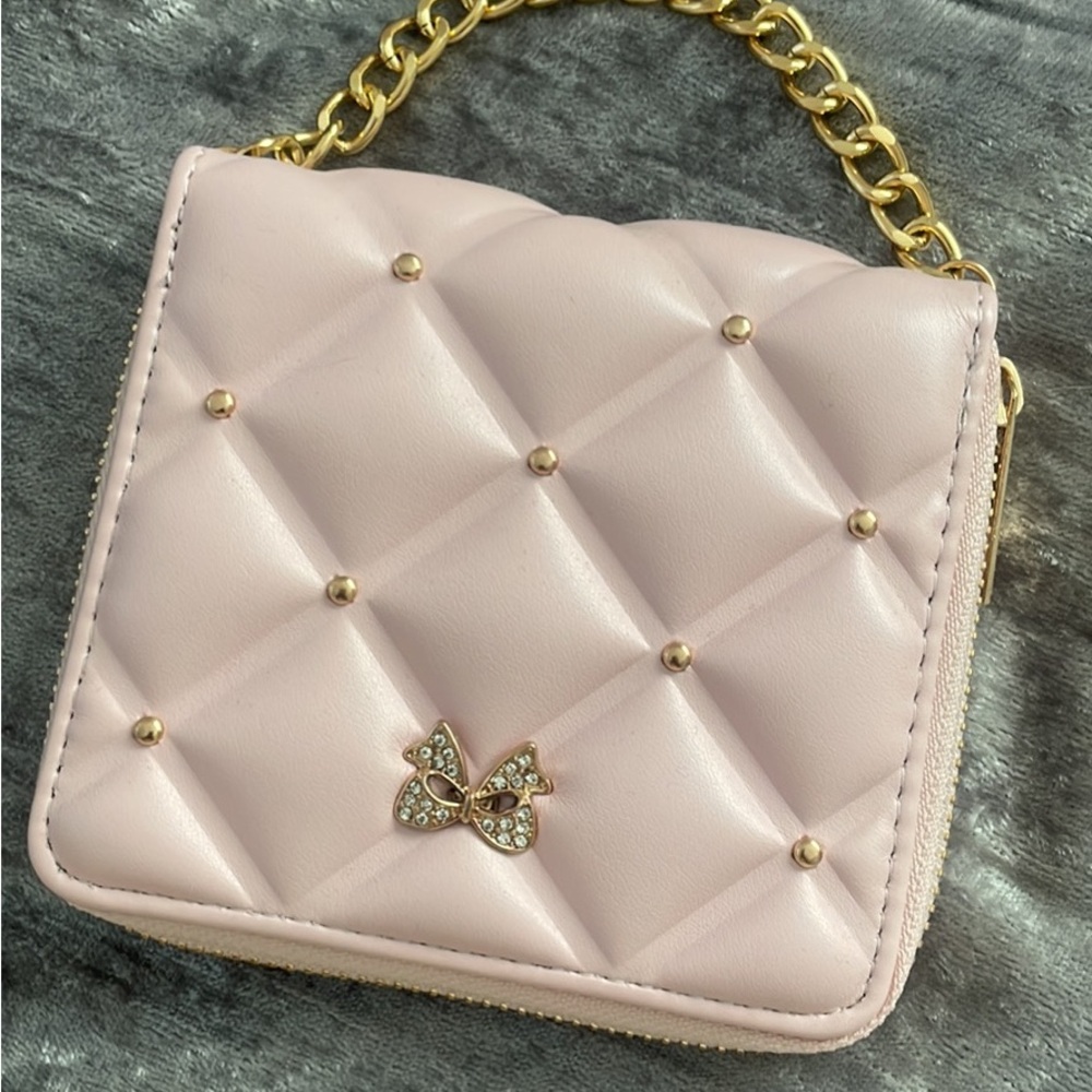 Elegant Pink Quilted Bag with Gold Chain